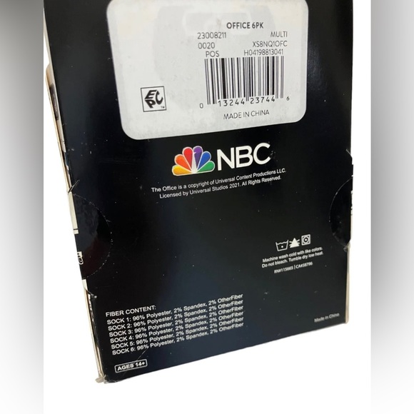 The Office Socks 6pr Casual Crew Mens Size 8-12 NEW Novelty Socks Dunder Mifflin - Picture 5 of 6